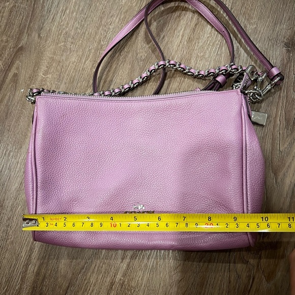 Coach Pebble Leather Carrie Pink Metallic Crossbody Bag - Picture 14 of 16